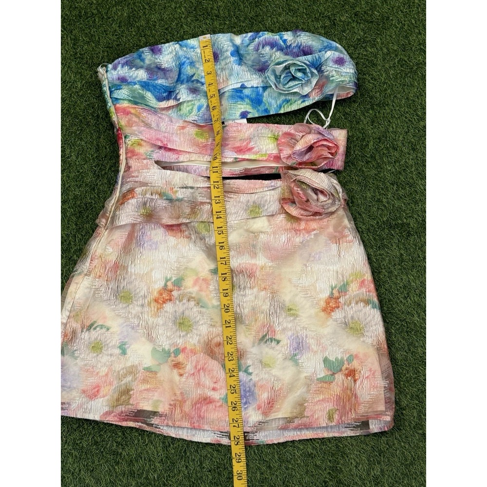Lena Carson Party Dress Large Watercolor Floral Cut Out Avant Garde Art To Wear - Picture 10 of 13